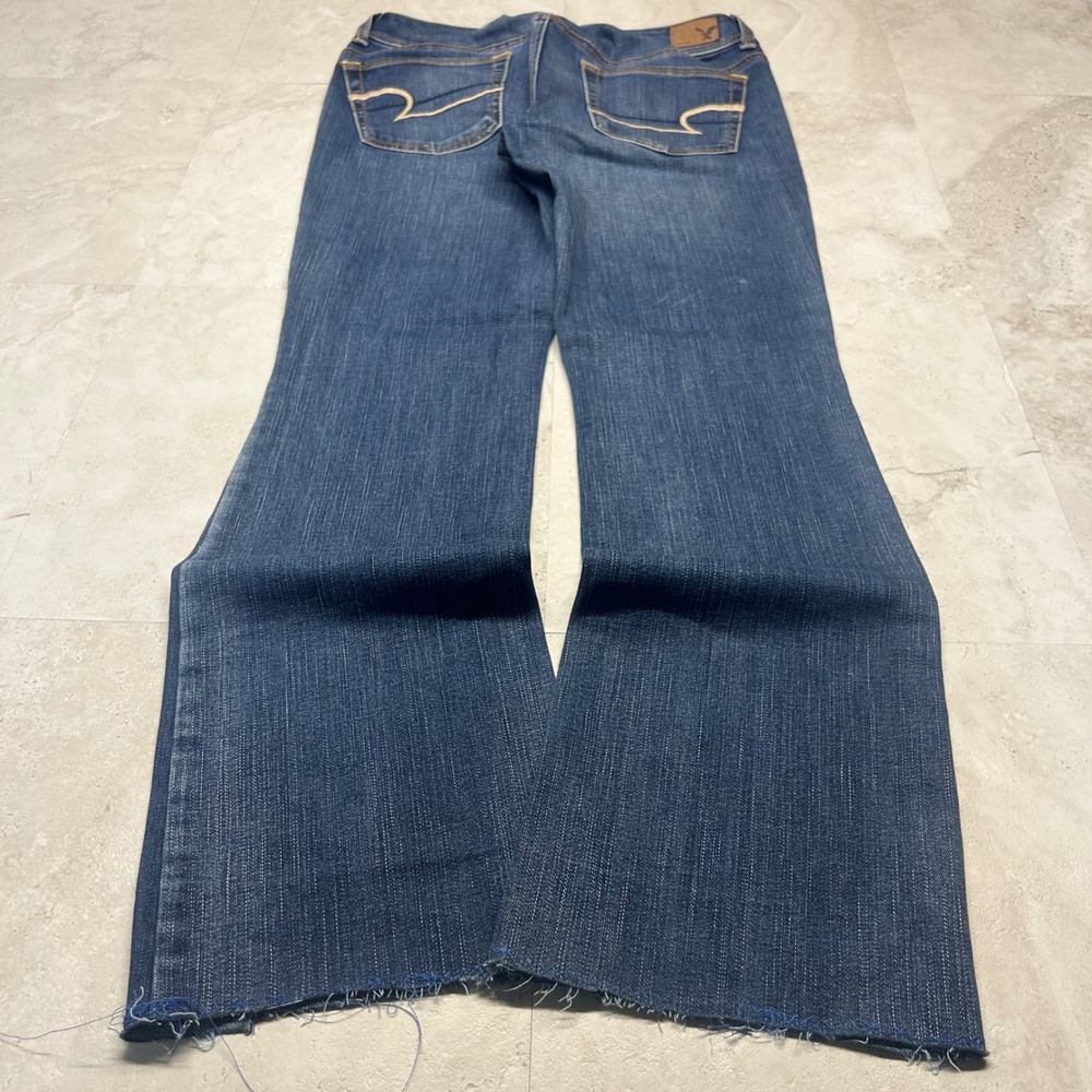American Eagle Kick Boot Jeans Blue Womens 6 Regular Raw Hem Bootcut Denim